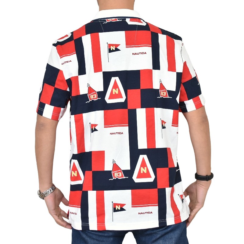 �礭�������� ��� NAUTICA �Ρ��ƥ��� �Ρ����� �ݥ������ Ⱦµ Sustainably Crafted Classic Fit Printed Polo XL XXL [M�� 1/1]