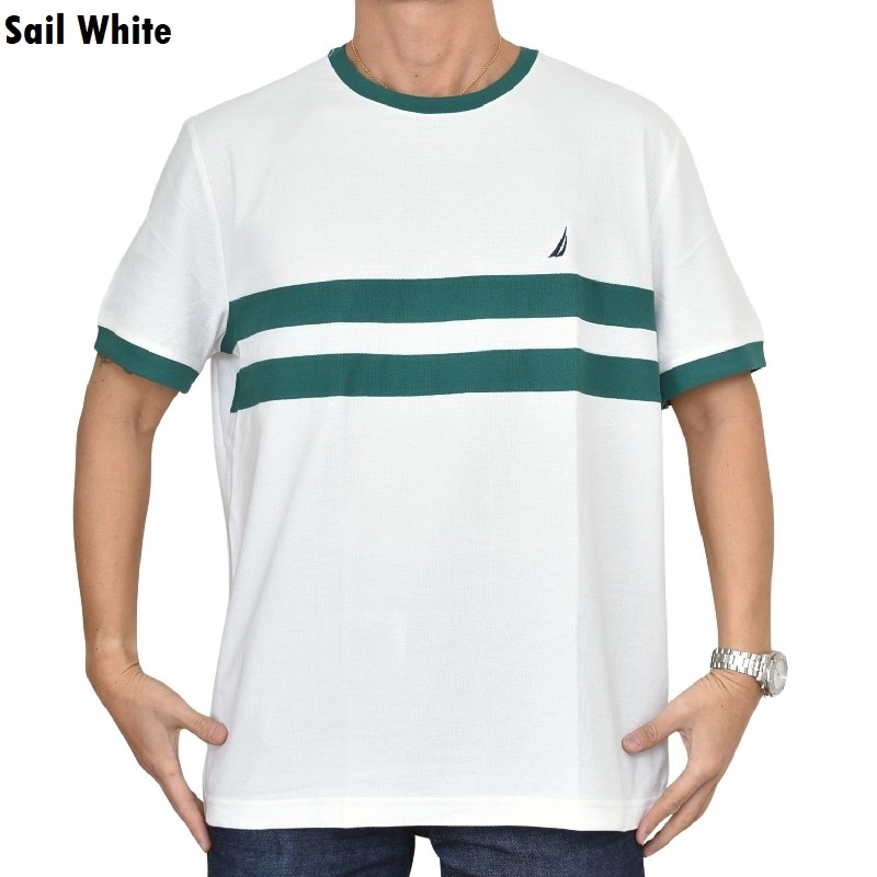 �礭�������� ��� NAUTICA �Ρ��ƥ��� �Ρ����� Ⱦµ T����� ���롼�ͥå� ���λ� �ۥ磻�� �ͥ��ӡ� XL XXL