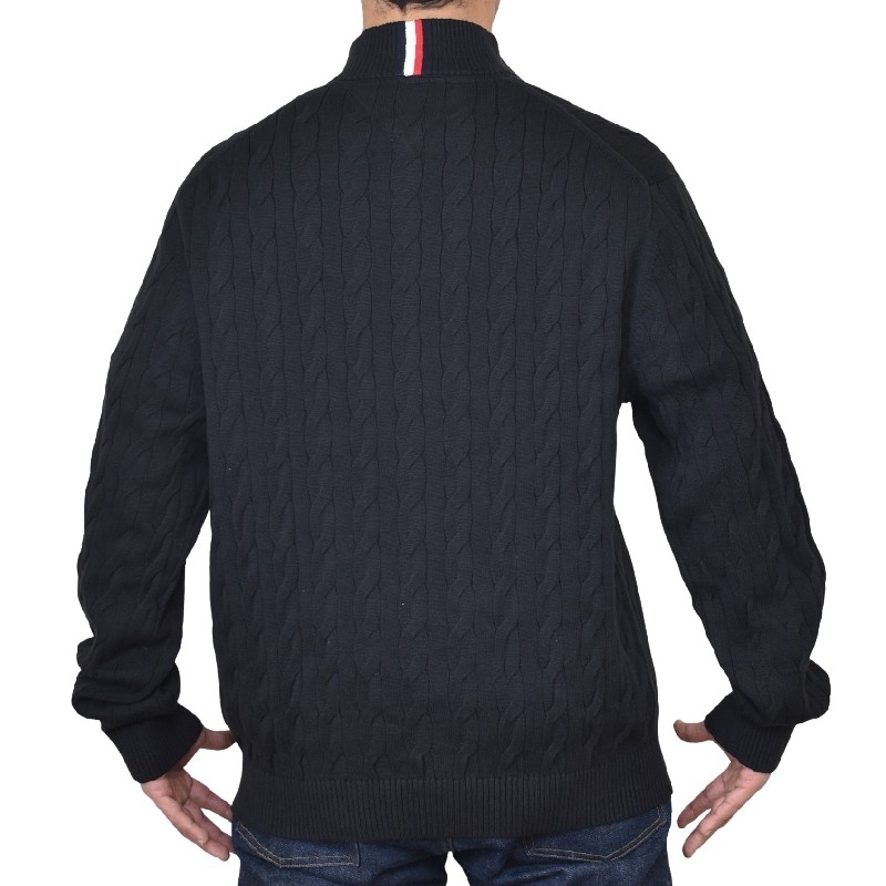 �礭����������� �ȥߡ��ҥ�ե����� TOMMY HILFIGER �����֥�˥å� �������� �ϡ��ե��å� �������������å� ���åȥ� Ĺµ �ȥåץ� �����֥��Ԥ� �ɽ� ���� ������ɥ��顼 Cable Knit Quarter-Zip Sweater XXL