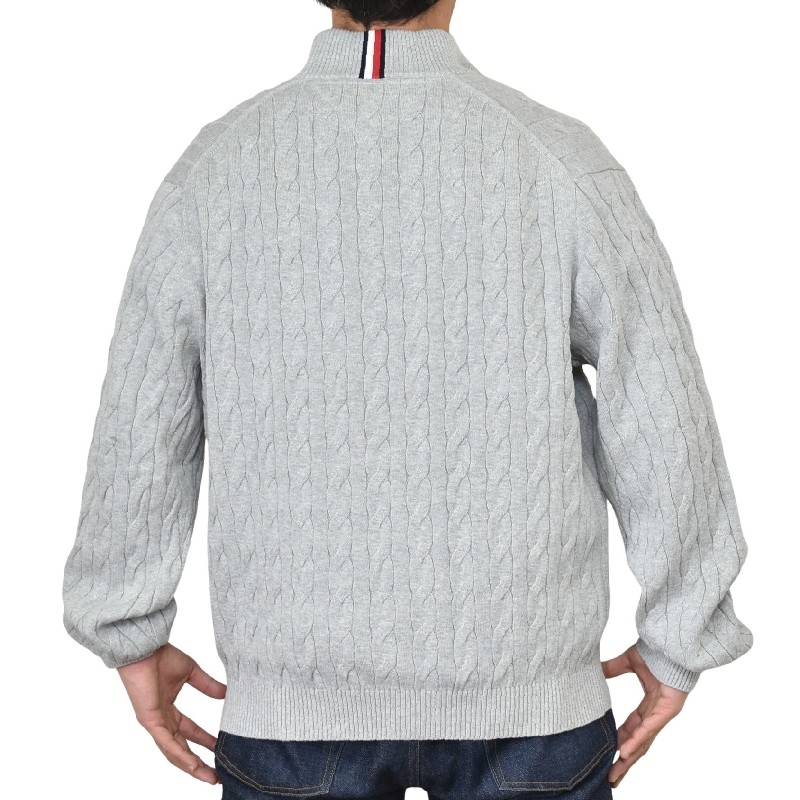 �礭����������� �ȥߡ��ҥ�ե����� TOMMY HILFIGER �����֥�˥å� �������� �ϡ��ե��å� �������������å� ���åȥ� Ĺµ �ȥåץ� �����֥��Ԥ� �ɽ� ���� ������ɥ��顼 Cable Knit Quarter-Zip Sweater XXL