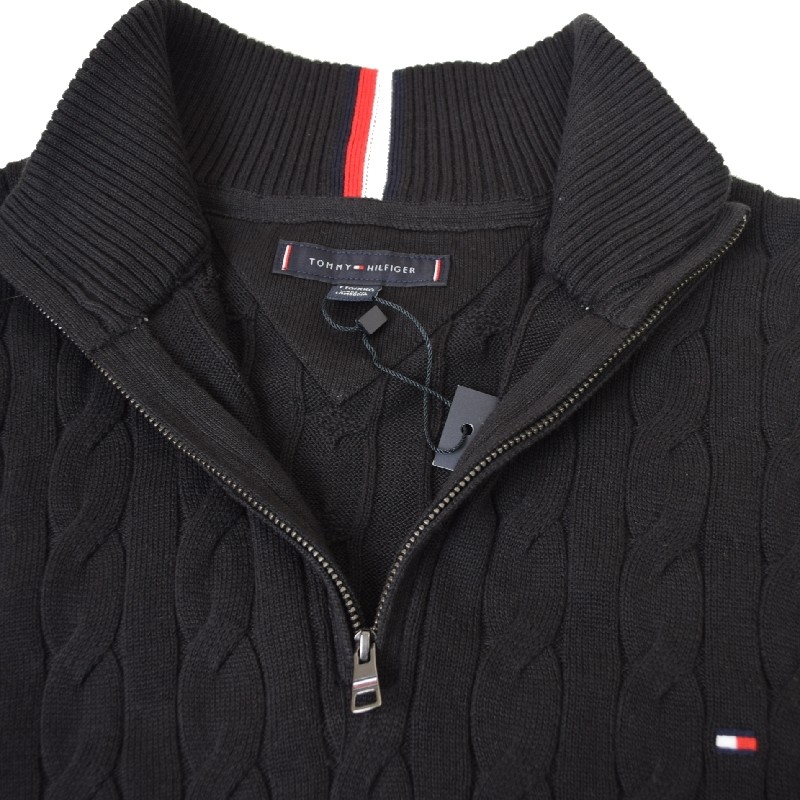 �礭����������� �ȥߡ��ҥ�ե����� TOMMY HILFIGER �����֥�˥å� �������� �ϡ��ե��å� �������������å� ���åȥ� Ĺµ �ȥåץ� �����֥��Ԥ� �ɽ� ���� ������ɥ��顼 Cable Knit Quarter-Zip Sweater XXL