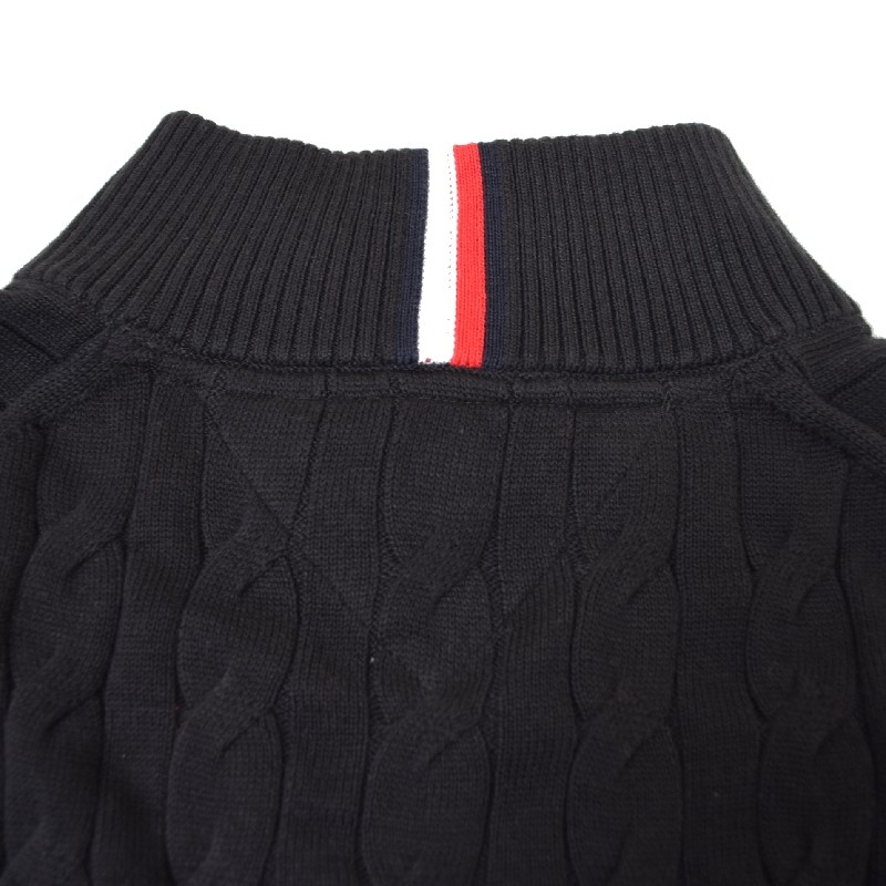 �礭����������� �ȥߡ��ҥ�ե����� TOMMY HILFIGER �����֥�˥å� �������� �ϡ��ե��å� �������������å� ���åȥ� Ĺµ �ȥåץ� �����֥��Ԥ� �ɽ� ���� ������ɥ��顼 Cable Knit Quarter-Zip Sweater XXL