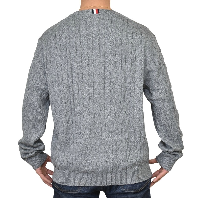 �礭����������� �ȥߡ��ҥ�ե����� TOMMY HILFIGER �����֥�˥å� �������� ���롼�ͥå� ���åȥ� �ݼ� Ĺµ �ȥåץ� �����֥��Ԥ� �����ɽ� Cable Knit Crewneck Sweater XXL