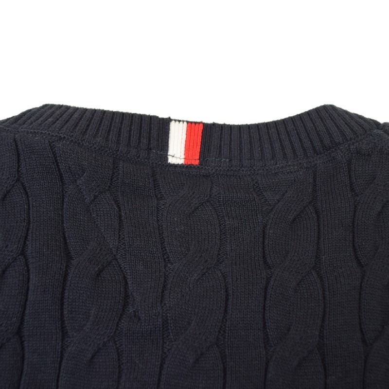 �礭����������� �ȥߡ��ҥ�ե����� TOMMY HILFIGER �����֥�˥å� �������� ���롼�ͥå� ���åȥ� �ݼ� Ĺµ �ȥåץ� �����֥��Ԥ� �����ɽ� Cable Knit Crewneck Sweater XXL