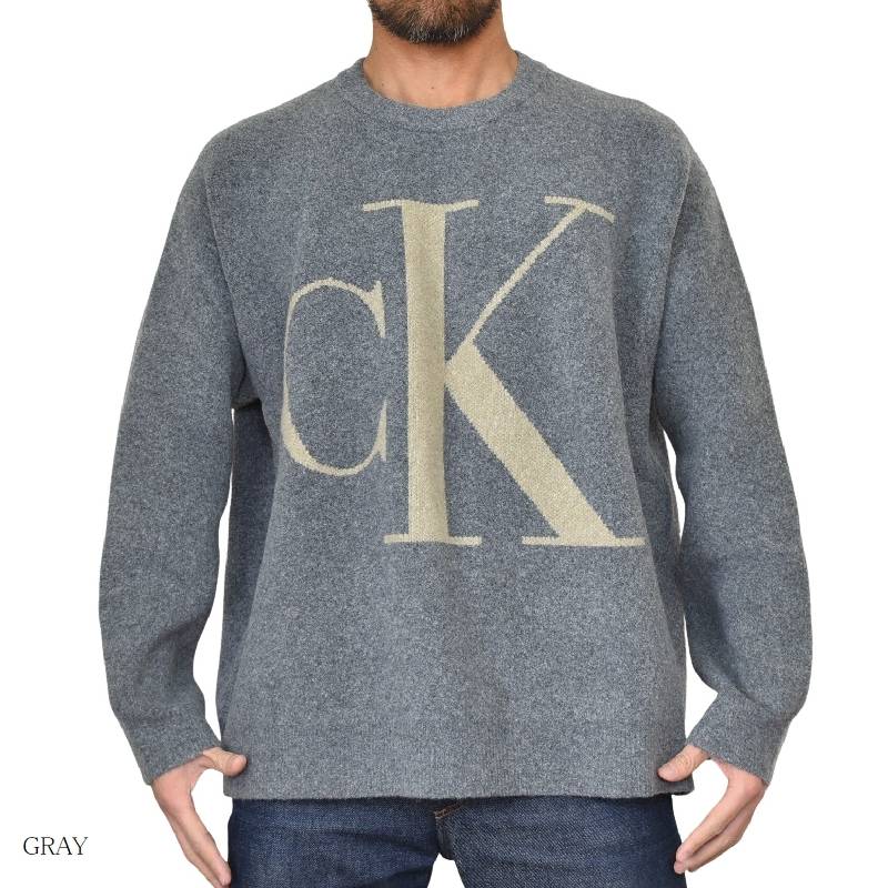 ��SALE�� �礭�������� ��� CK ����Х󥯥饤�� Calvin Klein ���롼�ͥå� ������ ������� �˥å� �⡼�륻������ �ӥå����� ���졼 �١����� XL XXL