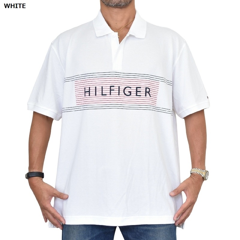 �礭����������� TOMMY HILFIGER �ȥߡ��ҥ�ե����� Ⱦµ �ݥ������ ���λ� ����ե����� �� �ۥ磻�� �ͥ��ӡ� REGULAR FIT XXL XXXL