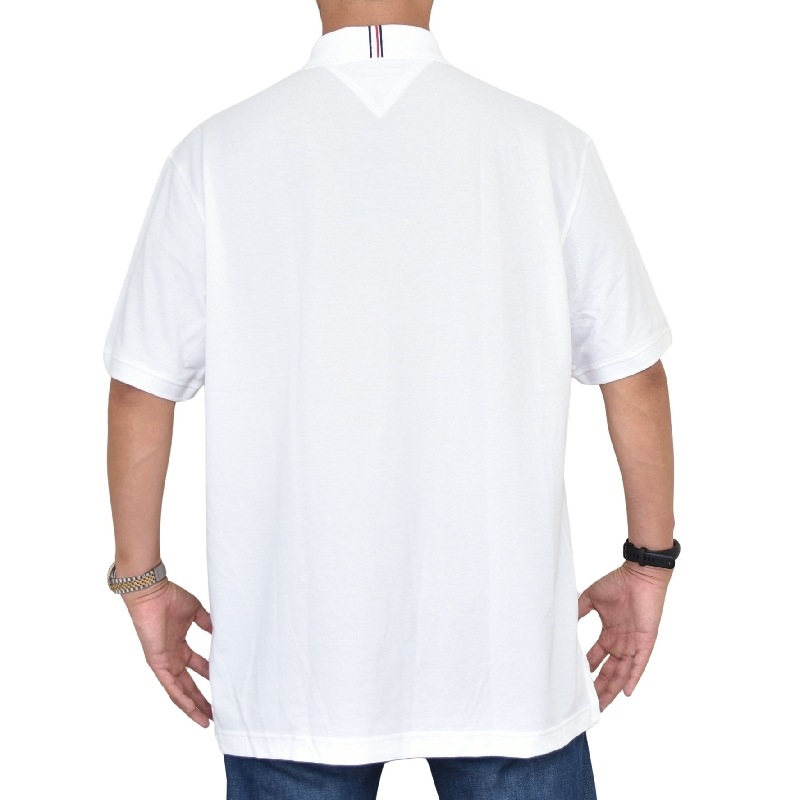 �礭����������� TOMMY HILFIGER �ȥߡ��ҥ�ե����� Ⱦµ �ݥ������ ���λ� ����ե����� �� �ۥ磻�� �ͥ��ӡ� REGULAR FIT XXL XXXL