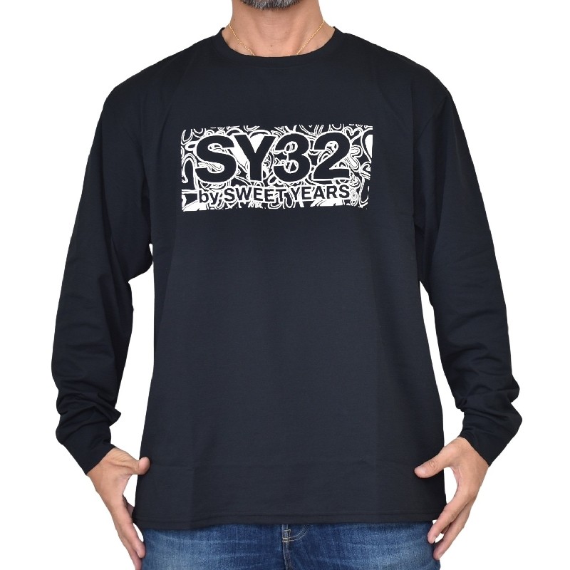 �������� �礭�������� ��� SY32 by SWEET YEARS ���������ȥ��䡼�� HEART PATTERN BOX LOGO L/S TEE ����T Ĺµ�ԥ���� XXXL XXXXL