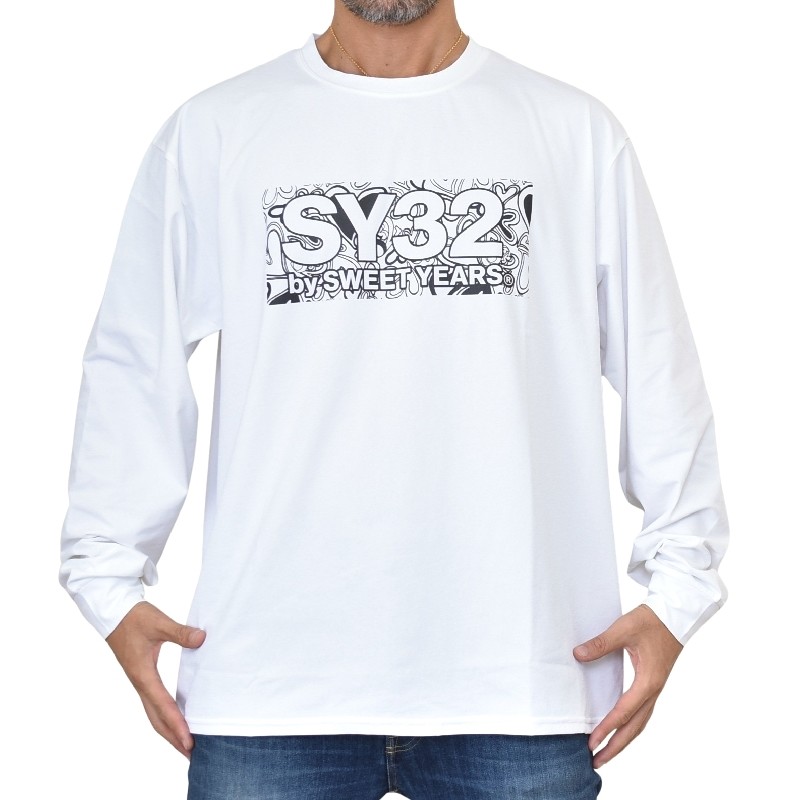 �������� �礭�������� ��� SY32 by SWEET YEARS ���������ȥ��䡼�� HEART PATTERN BOX LOGO L/S TEE ����T Ĺµ�ԥ���� XXXL XXXXL
