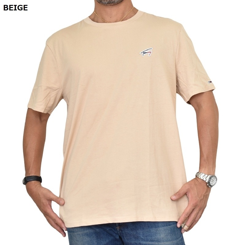 �礭����������� TOMMY JEANS �ȥߡ������� Ⱦµ�ԥ���� ���롼�ͥå� ���ݥ���Ȼɽ� �� �١����� XL XXL XXXL