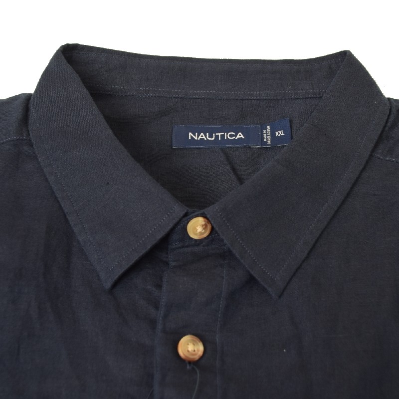 �礭�������� ��� NAUTICA �Ρ��ƥ��� �Ρ����� �� ��ͥ� Ĺµ����� ���ݥ���� linen deck shirt XXL