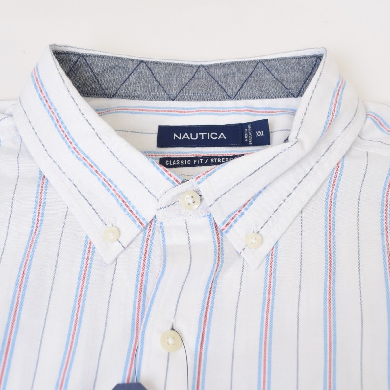 �礭�������� ��� NAUTICA �Ρ��ƥ��� �Ρ����� striped oxford shirt ���ȥ饤���� Ĺµ����� ���ݥ���� ���å����ե����� XXL