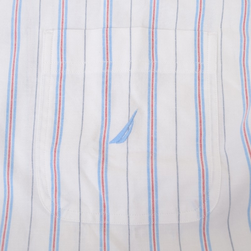 �礭�������� ��� NAUTICA �Ρ��ƥ��� �Ρ����� striped oxford shirt ���ȥ饤���� Ĺµ����� ���ݥ���� ���å����ե����� XXL