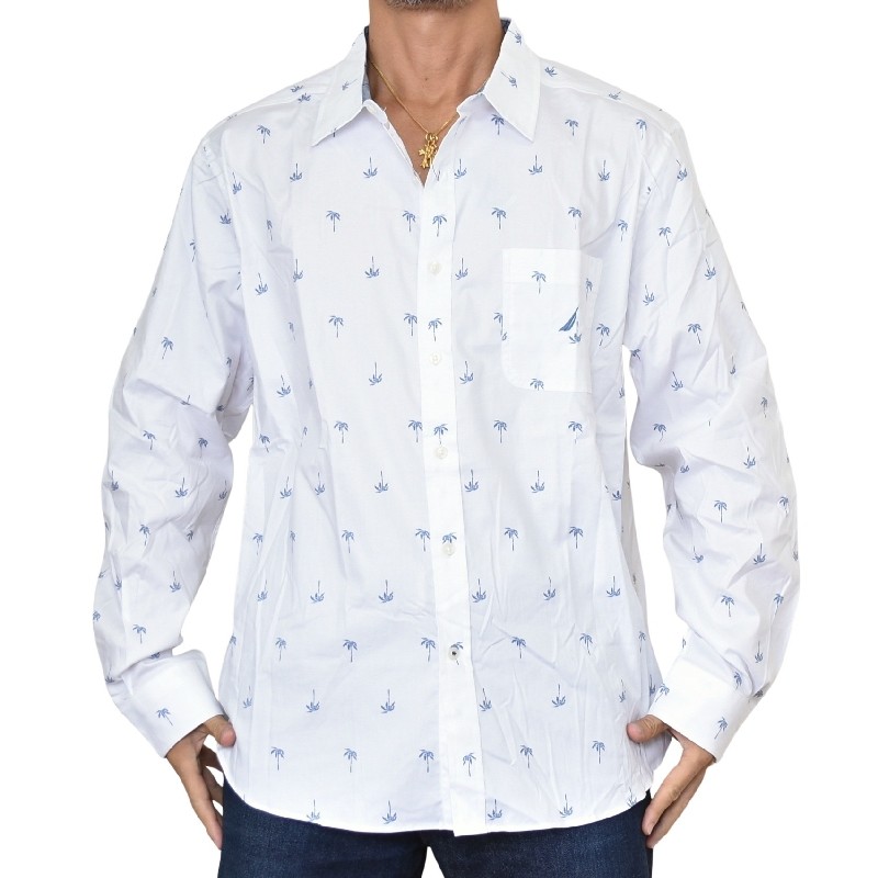 �礭�������� ��� NAUTICA �Ρ��ƥ��� �Ρ����� printed oxford shirt �ѡ������� Ĺµ����� ���å����ե����� XXL XXXL