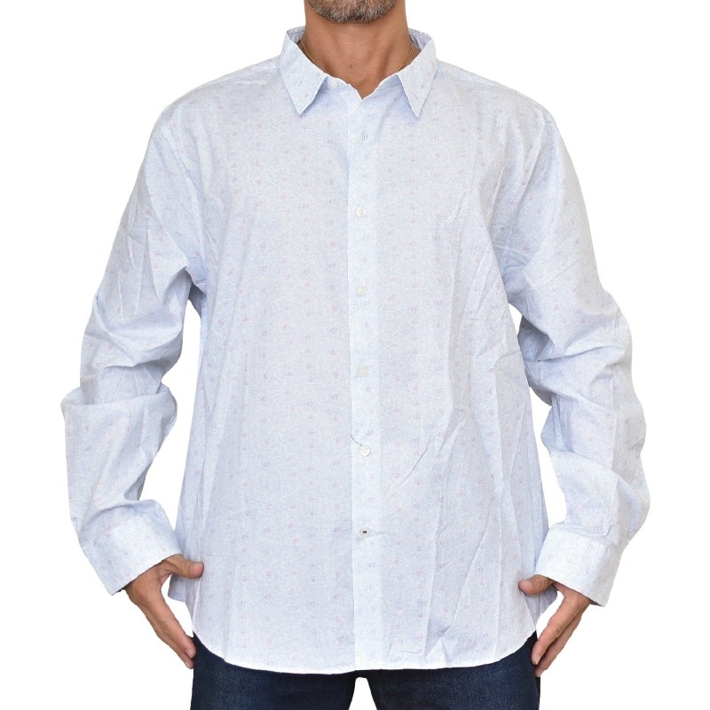 �礭�������� ��� NAUTICA �Ρ��ƥ��� �Ρ����� slim fit wrinkle-resistant printed shirt ���� Ĺµ����� XXXL
