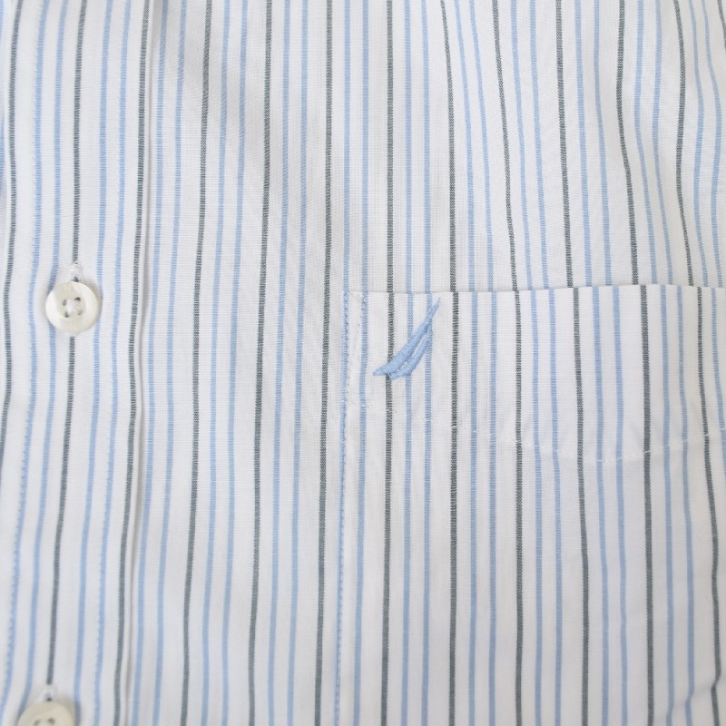 �礭�������� ��� NAUTICA �Ρ��ƥ��� �Ρ����� classic fit wrinkle-resistant striped shirt ���ȥ饤���� Ĺµ����� ���ݥ���� ���å����ե����� XXL
