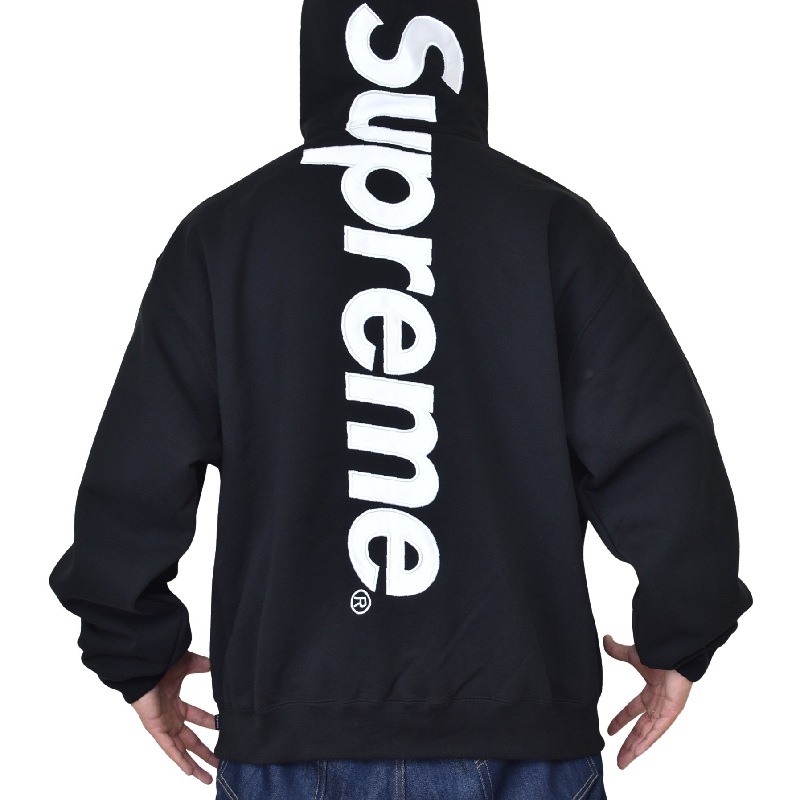 �礭�������� ��� Supreme ����ץ꡼�� Satin Applique Hooded Sweatshirt ���ƥ󥢥åץꥱ �ץ륪���С� �ա��ǥ� �ѡ����� XXL