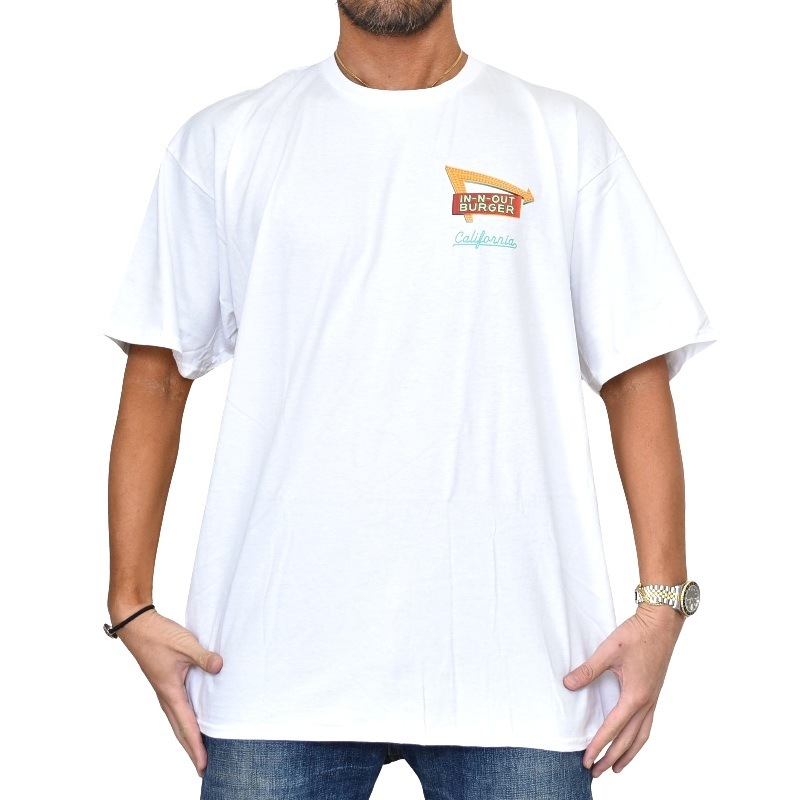 �礭�������� ��� IN-N-OUT BURGER ���󥢥�ɥ����ȥС����� Ⱦµ�ԥ���� ����ե���˥� CALIFORNIA FRESSH NEW YEAR �� �ۥ磻�� XL XXL XXXL 