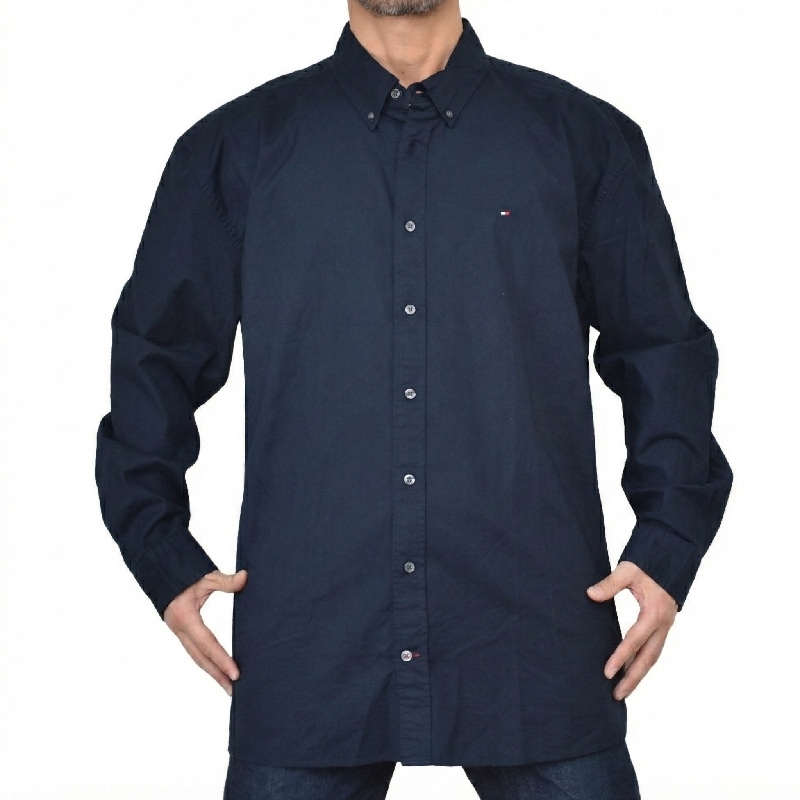 �礭����������� TOMMY HILFIGER �ȥߡ��ҥ�ե����� Regular Fit All-Day Shir Ĺµ����� ������ǥ������ �ܥ�������� ���ȥ�å� ̵�� ���åȥ� �ȥåץ� XXL