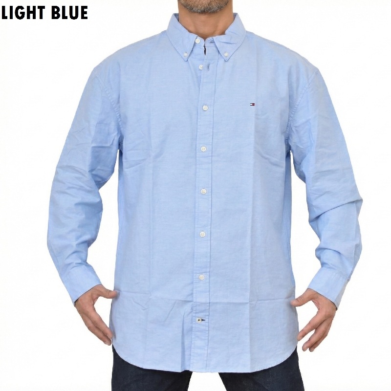 �礭����������� TOMMY HILFIGER �ȥߡ��ҥ�ե����� Regular Fit Stretch Oxford Shirt Ĺµ ���å����ե����� ���ȥ�å� �ȥåץ� �ܥ�������� �����奢�� �ӥ��ͥ� �ӥ����� �磻����� XXXL XXL