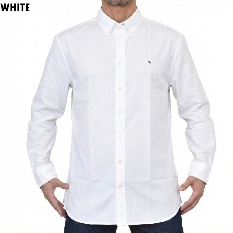 �礭����������� TOMMY HILFIGER �ȥߡ��ҥ�ե����� Regular Fit Stretch Oxford Shirt Ĺµ ���å����ե����� ���ȥ�å� �ȥåץ� �ܥ�������� �����奢�� �ӥ��ͥ� �ӥ����� �磻����� XXXL XXL