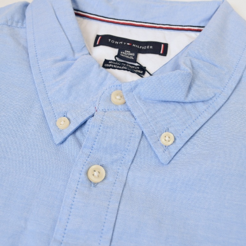 �礭����������� TOMMY HILFIGER �ȥߡ��ҥ�ե����� Regular Fit Stretch Oxford Shirt Ĺµ ���å����ե����� ���ȥ�å� �ȥåץ� �ܥ�������� �����奢�� �ӥ��ͥ� �ӥ����� �磻����� XXXL XXL