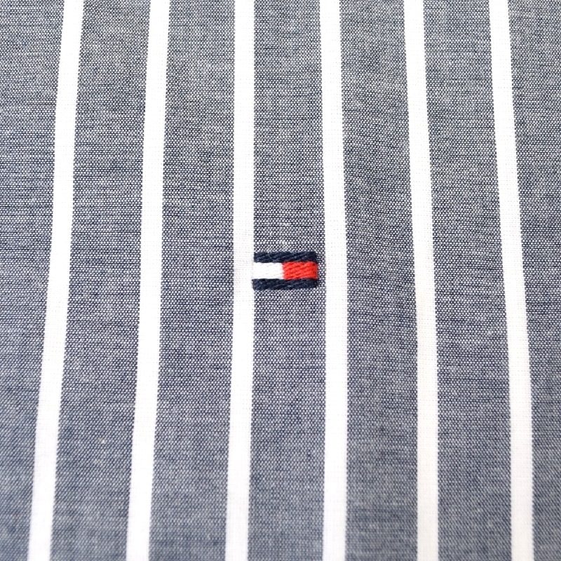 �礭����������� TOMMY HILFIGER �ȥߡ��ҥ�ե����� Regular Fit Stripe Print All-Day Shirt Ĺµ ���ȥ饤�� �ץ��� ������ǥ� ���ȥ�å� �ȥåץ� �磻����� XXL