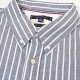 �礭����������� TOMMY HILFIGER �ȥߡ��ҥ�ե����� Regular Fit Stripe Print All-Day Shirt Ĺµ ���ȥ饤�� �ץ��� ������ǥ� ���ȥ�å� �ȥåץ� �磻����� XXL