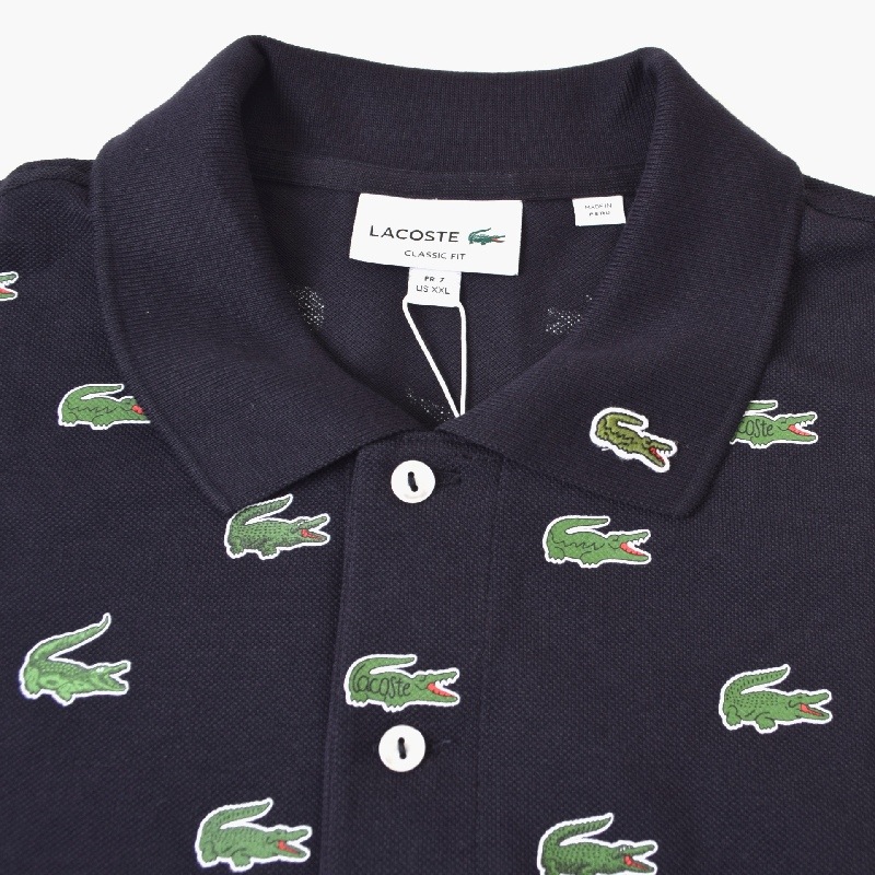 �礭�������� ��� LACOSTE �饳���� Ⱦµ�ݥ������ ���� �ץ��� Classic Fit Crocodile Print Polo XXL