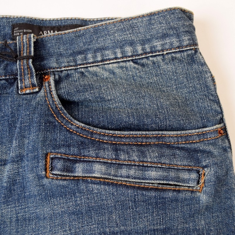 �礭�������� ��� ����ޡ��˥����������� A/X ARMANI EXCHANGE �ǥ˥�ѥ�� ������ �����ѥ� �桼���ɲù� ���᡼�� �Х����� �����ˡ� ���ȥ�å� SKINNY BIKER 40�����