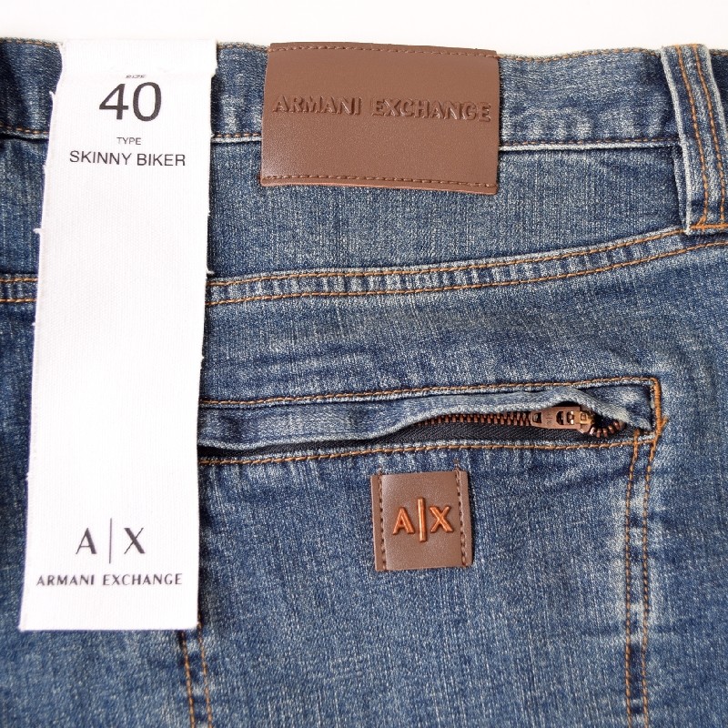 �礭�������� ��� ����ޡ��˥����������� A/X ARMANI EXCHANGE �ǥ˥�ѥ�� ������ �����ѥ� �桼���ɲù� ���᡼�� �Х����� �����ˡ� ���ȥ�å� SKINNY BIKER 40�����
