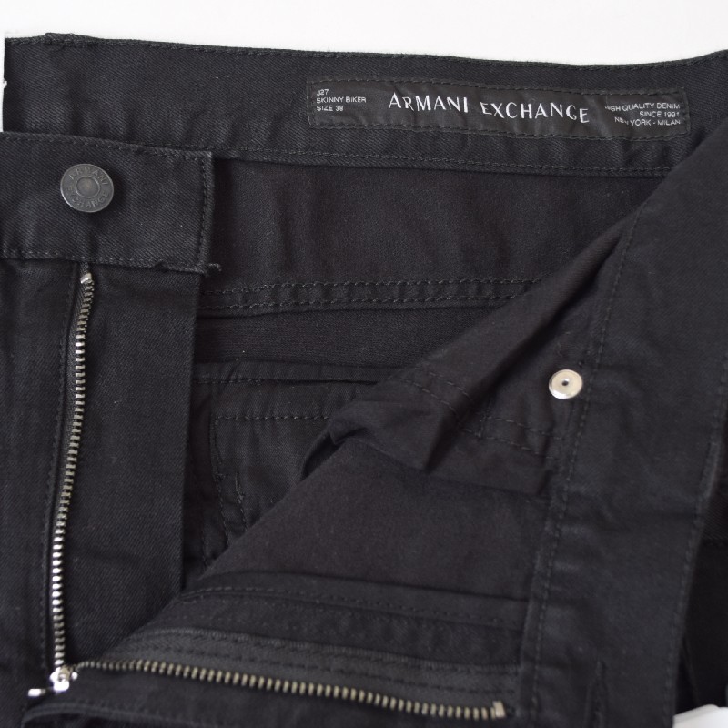 �礭�������� ��� ����ޡ��˥����������� A/X ARMANI EXCHANGE �֥�å� �ǥ˥�ѥ�� ������ �����ѥ� �桼���ɲù� ���᡼�� �Х����� �����ˡ� ���ȥ�å� SKINNY BIKER 38�����