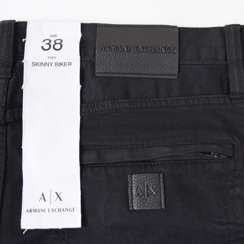 �礭�������� ��� ����ޡ��˥����������� A/X ARMANI EXCHANGE �֥�å� �ǥ˥�ѥ�� ������ �����ѥ� �桼���ɲù� ���᡼�� �Х����� �����ˡ� ���ȥ�å� SKINNY BIKER 38�����