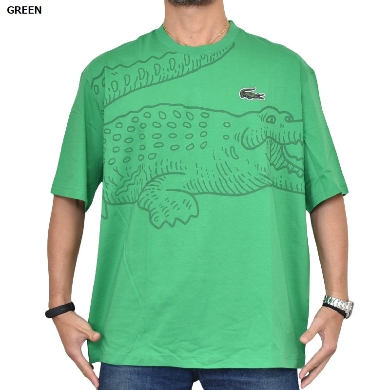 �礭�������� ��� Lacoste �饳���� ���롼�ͥå� Ⱦµ�ԥ���� �� �ۥ磻�� �� ���꡼�� Loose Fit �롼���ե��å� �����С������� XXL