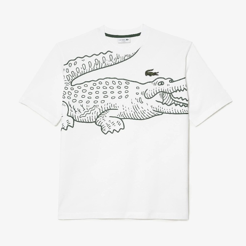 �礭�������� ��� Lacoste �饳���� ���롼�ͥå� Ⱦµ�ԥ���� �� �ۥ磻�� �� ���꡼�� Loose Fit �롼���ե��å� �����С������� XXL