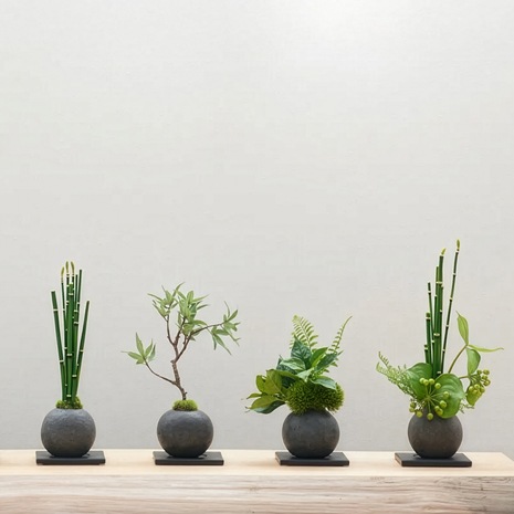 トクサ 寄せ植え ミニ盆栽（黒皿付き）｜フェイクグリーンならデコレラ