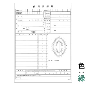 レセコン対応 B5カルテ用紙 1号紙・緑 (500枚)