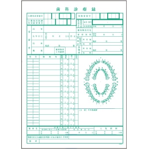歯科用カルテ用紙 変形B5 1号紙 緑