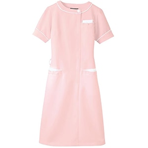 ノーカラーパイピングワンピース 861116  ピンク S[アイトス]