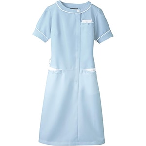 ノーカラーパイピングワンピース 861116  サックス L[アイトス]