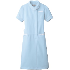 アシンメトリー衿 ワンピース サックス S