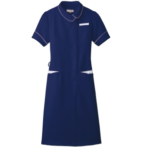 アシンメトリー衿 ワンピース ネイビー M