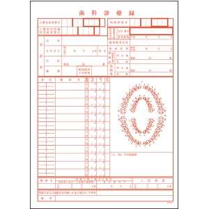 【ｻﾝﾌﾟﾙ】歯科用カルテ用紙 変形B5 1号紙 赤