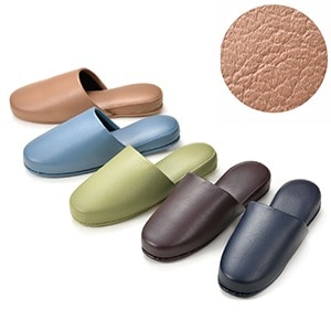 抗菌レザー風スリッパ ココアブラウン