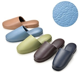 抗菌レザー風スリッパ ブルー