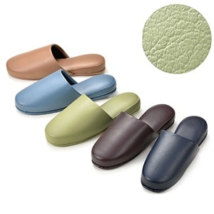 抗菌レザー風スリッパ グリーン