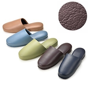 抗菌レザー風スリッパ ダークブラウン