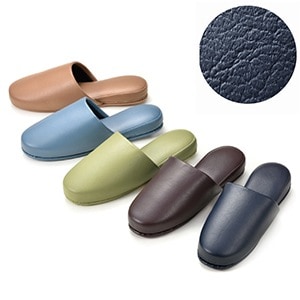 抗菌レザー風スリッパ ネイビー