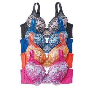 【ｾｰﾙ】花柄刺しゅうフルカップブラジャー ニューシックカラー C80 (4枚組)