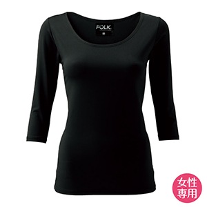 ぽかぽかレディスカットソー 9003 ブラック L[FOLK]